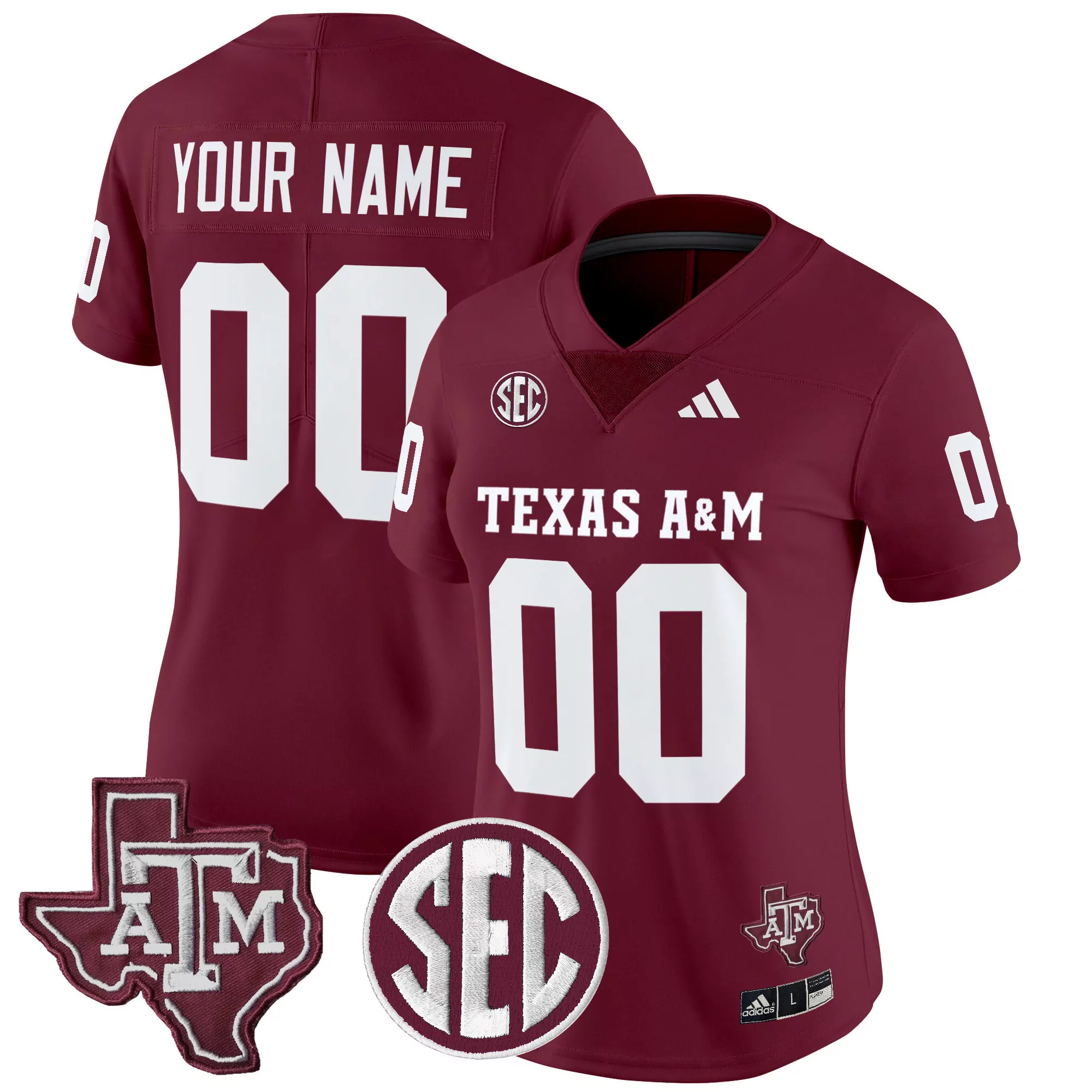 Texas A M Aggies Men'S Maroon All Stitched Jersey With Name Patch 2025 Season