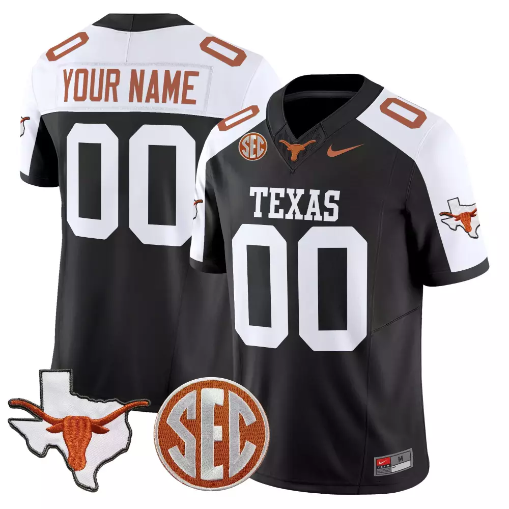 Texas Longhorns 2025 Men's Black Stitched Jersey | With Name Patch SEC | Fan Gear for Game Day | For Men, Women & Youth
