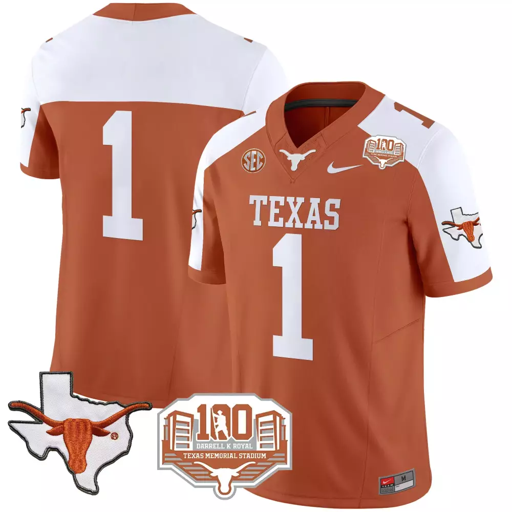 Texas Longhorns 2024 Men's Stitched Jersey | Inverted Orange 1 Name Patch | Fan Gear for Game Day | For Men, Women & Youth