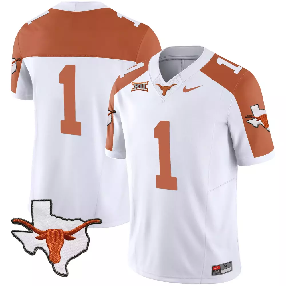 Texas Longhorns 2023 Men's White Vapor Limited Stitched Jersey | Name Patch 1 | Fan Gear for Game Day | For Men, Women & Youth