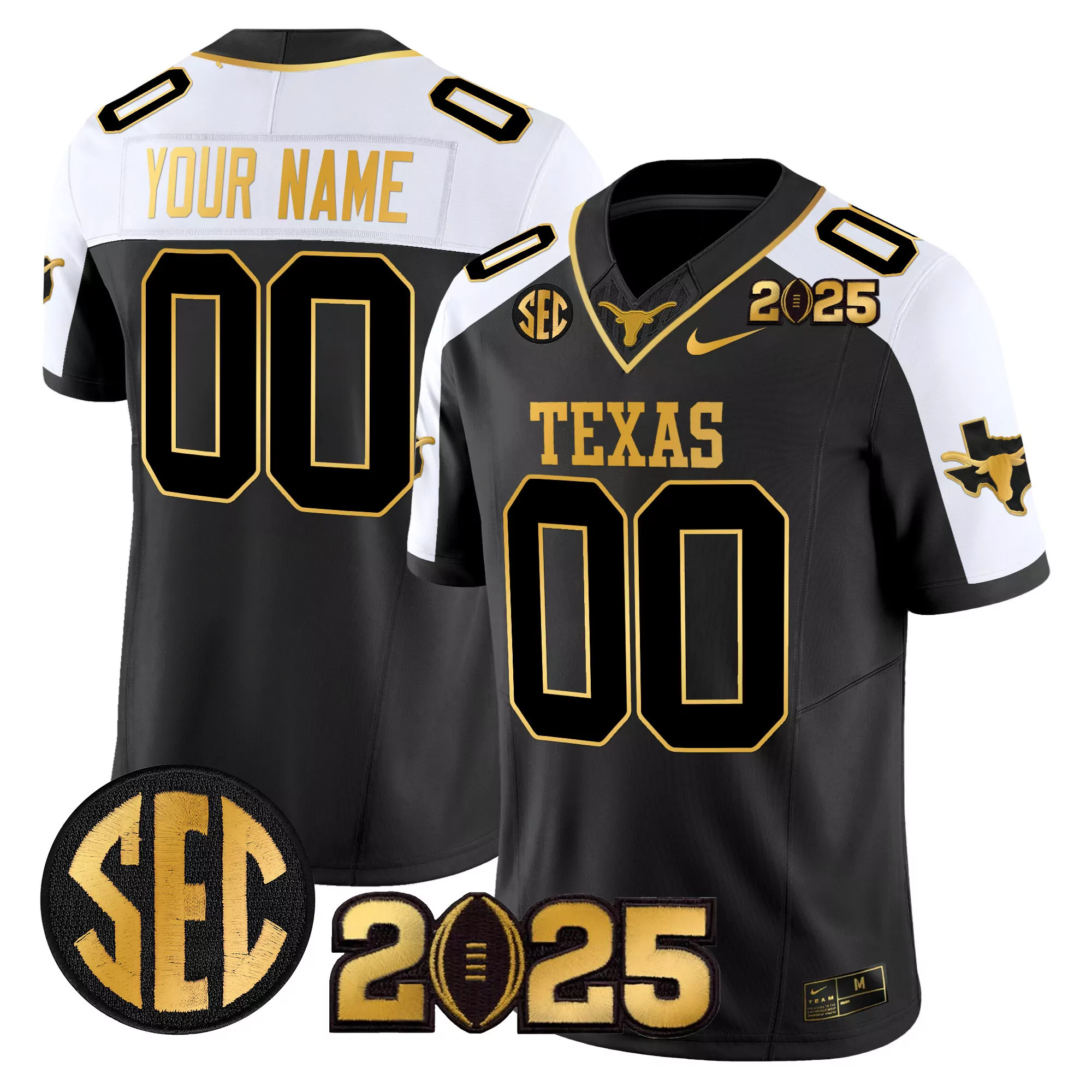 Texas Longhorns Women'S Black Stitched Jersey 2025 Name Patch Sec