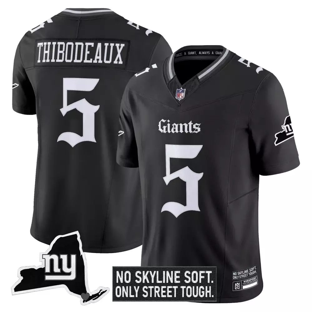 Thibodeaux 5 Men's Stitched Vapor Jersey | Black Name Patch | New York Giants 2023 | Limited Edition Fan Gear | For Men, Women & Youth