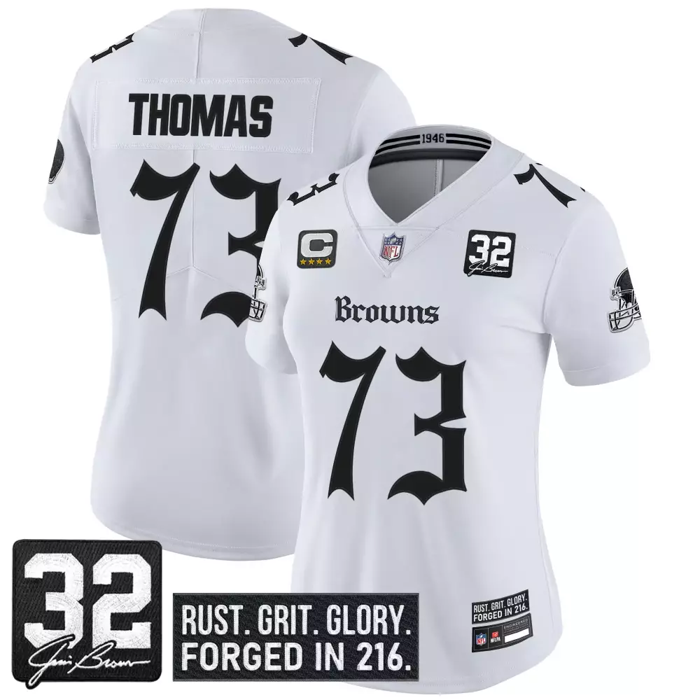 Women's Black Jersey Thomas 73 Cleveland Browns 2023 All Stitched Vapor Jersey | Memorial Patch | Game Day Fan Gear | For Men, Women & Youth