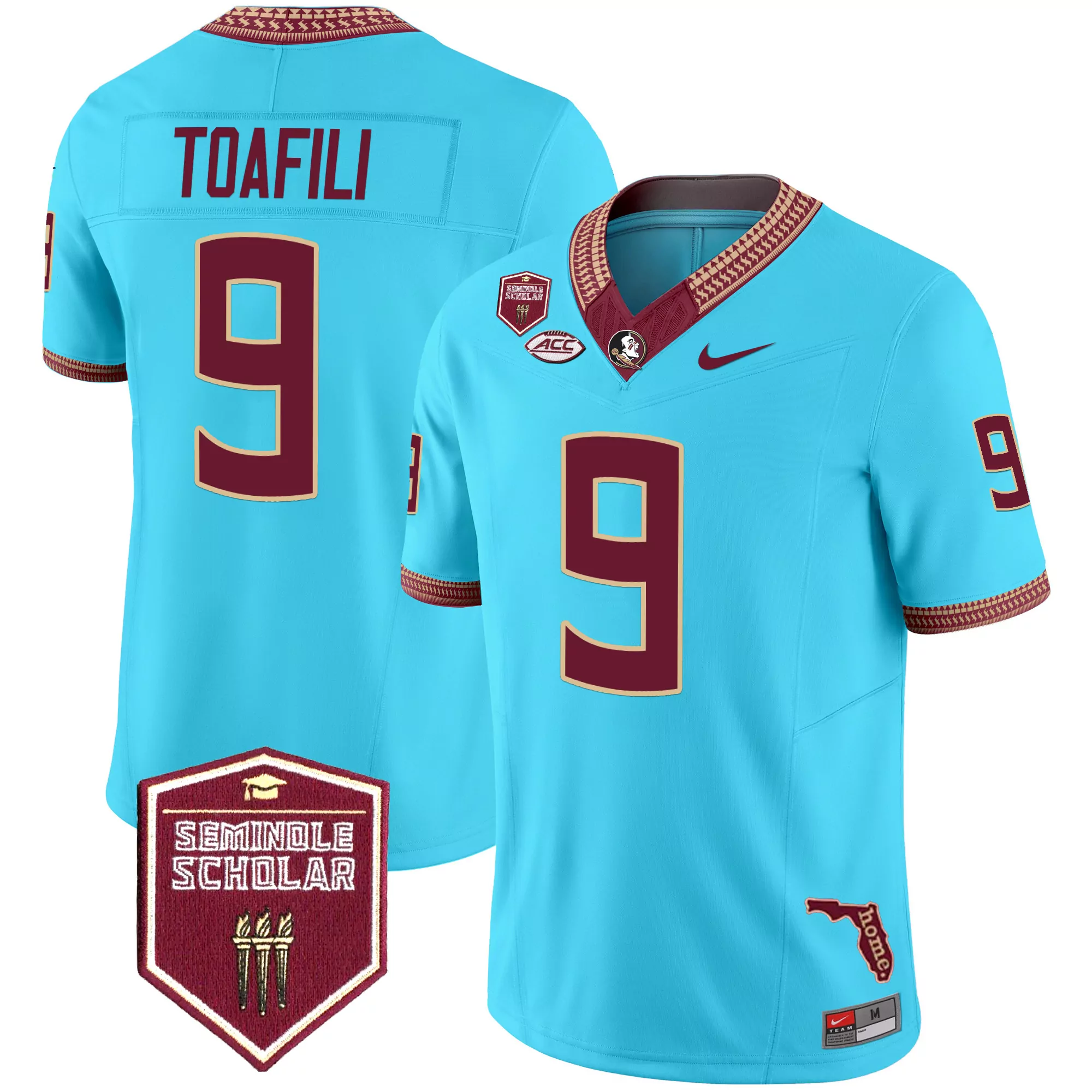 toafili 9 men s vapor jersey black florida state seminoles 2025 seminole scholar patch