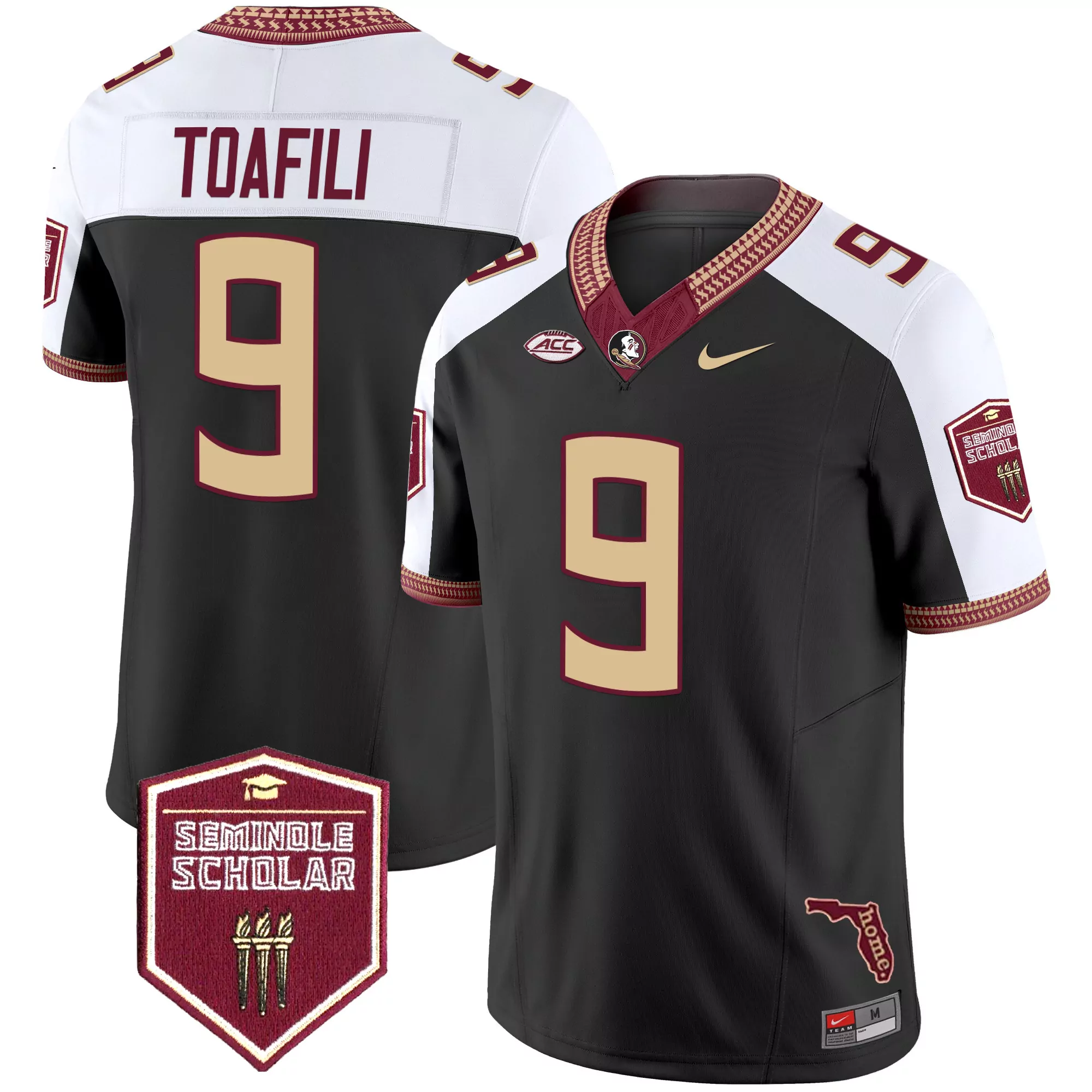 toafili 9 women s stitched vapor jersey florida state seminoles 2025 seminole scholar patch aqua