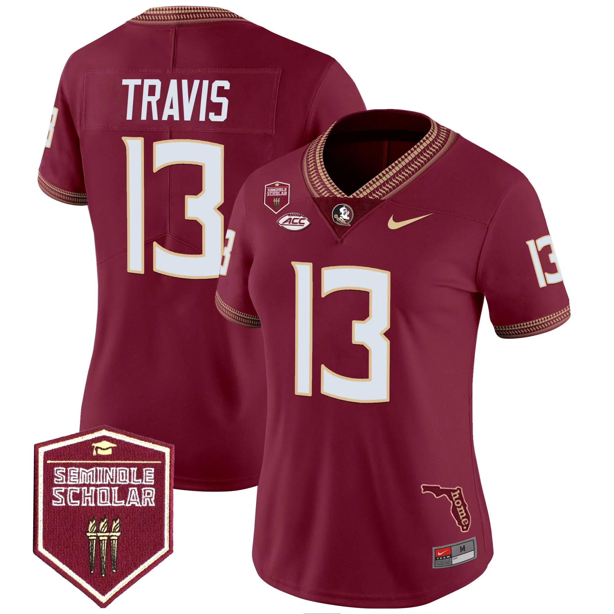 travis 13 women s florida state seminoles maroon stitched vapor jersey seminole scholar 2025