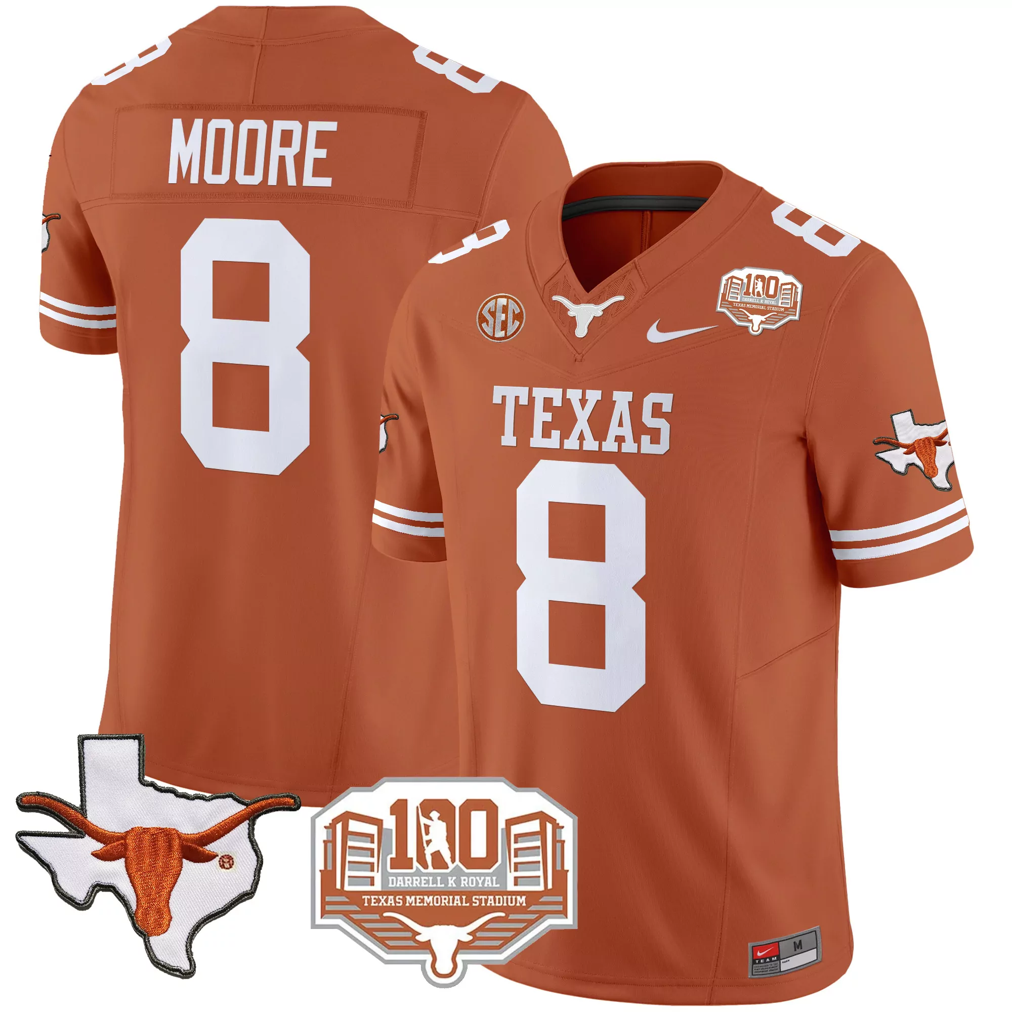 Trey Moore 8 Texas Longhorns Men'S Stitched Jersey Orange 2024 Limited Edition