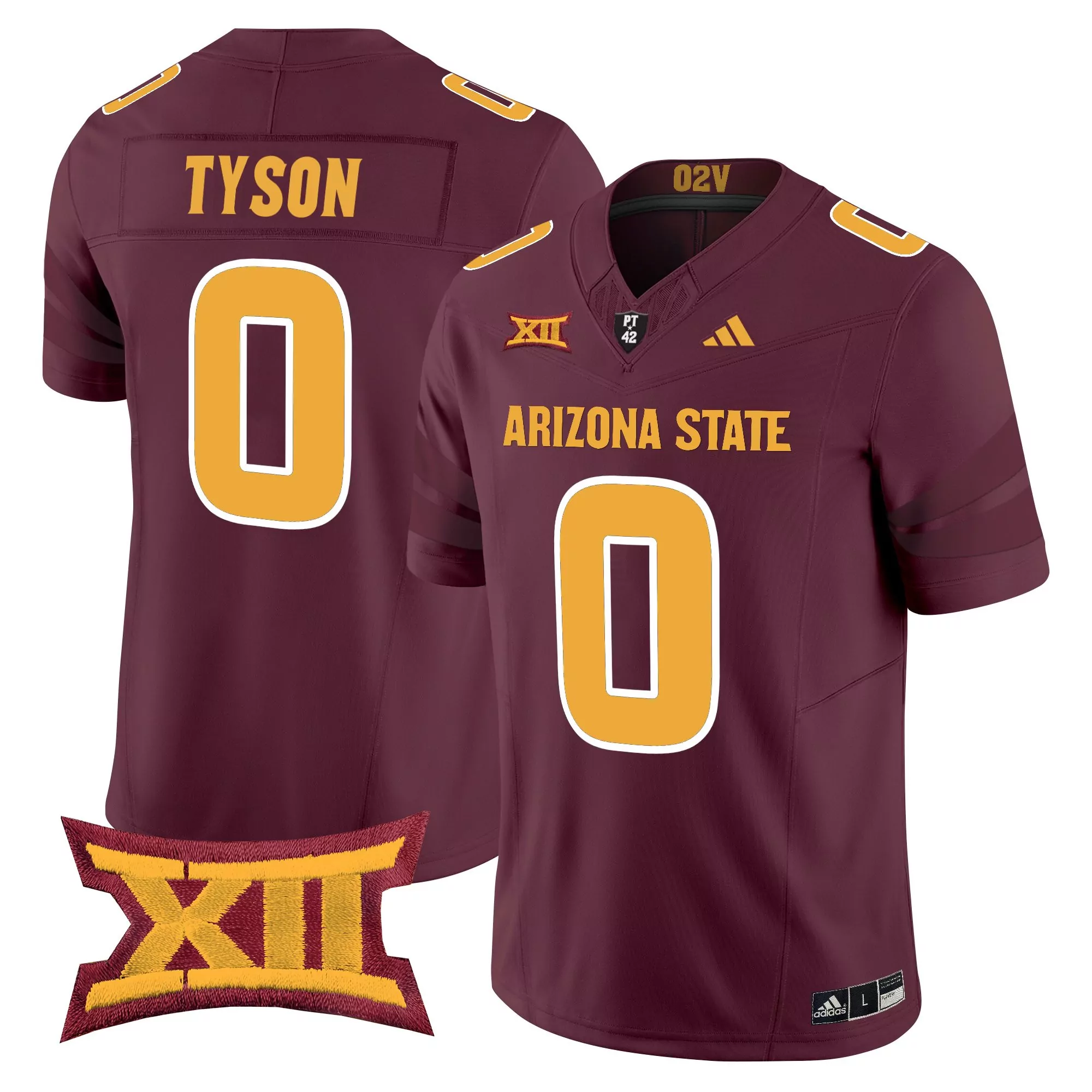 Tyson 0 Men'S Arizona State Sun Devils Maroon Stitched Jersey With Xii Patch 2025