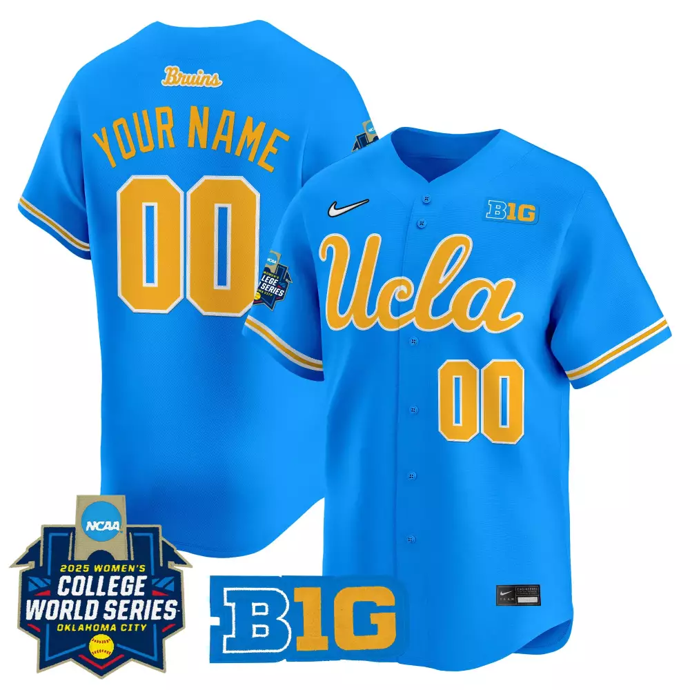 Ucla Bruins 2025 Men'S Blue All Stitched Jersey With Name Patch And B1G Logo