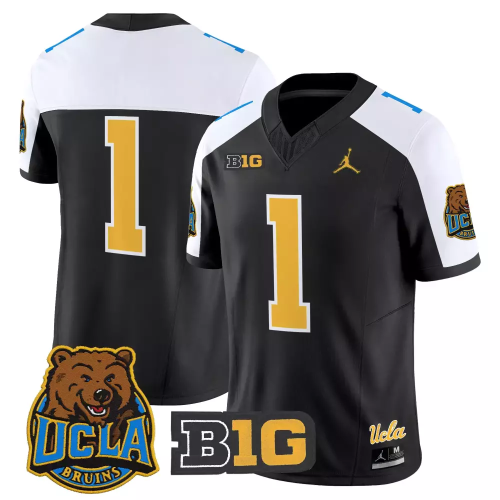 Ucla Bruins 2025 Men'S Blue All Stitched Jersey With Name Patch And B1G Logo