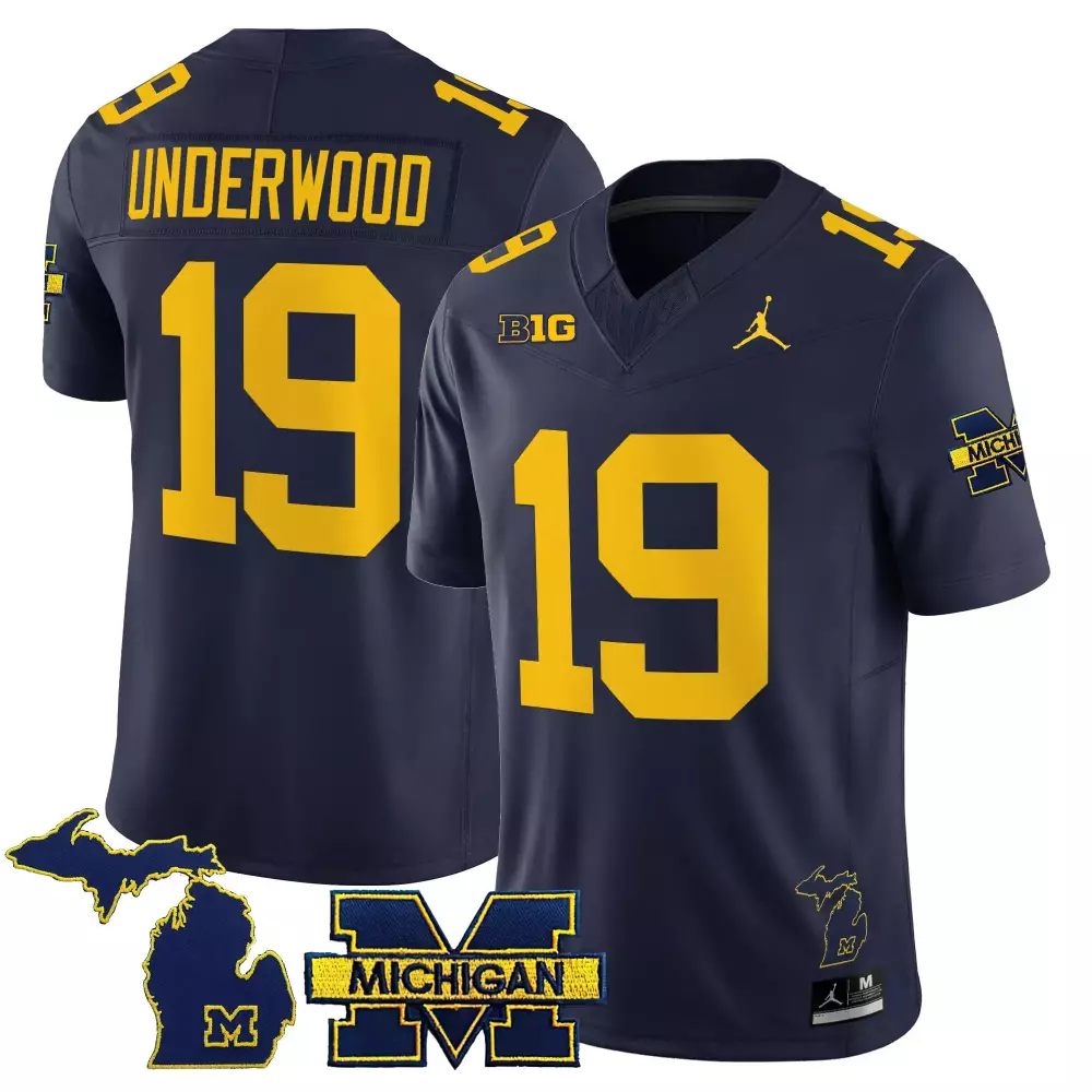 Underwood 19 Michigan Wolverines Yellow Stitched Jersey | 2025 Name Patch | Fan Gear for Men, Women & Youth