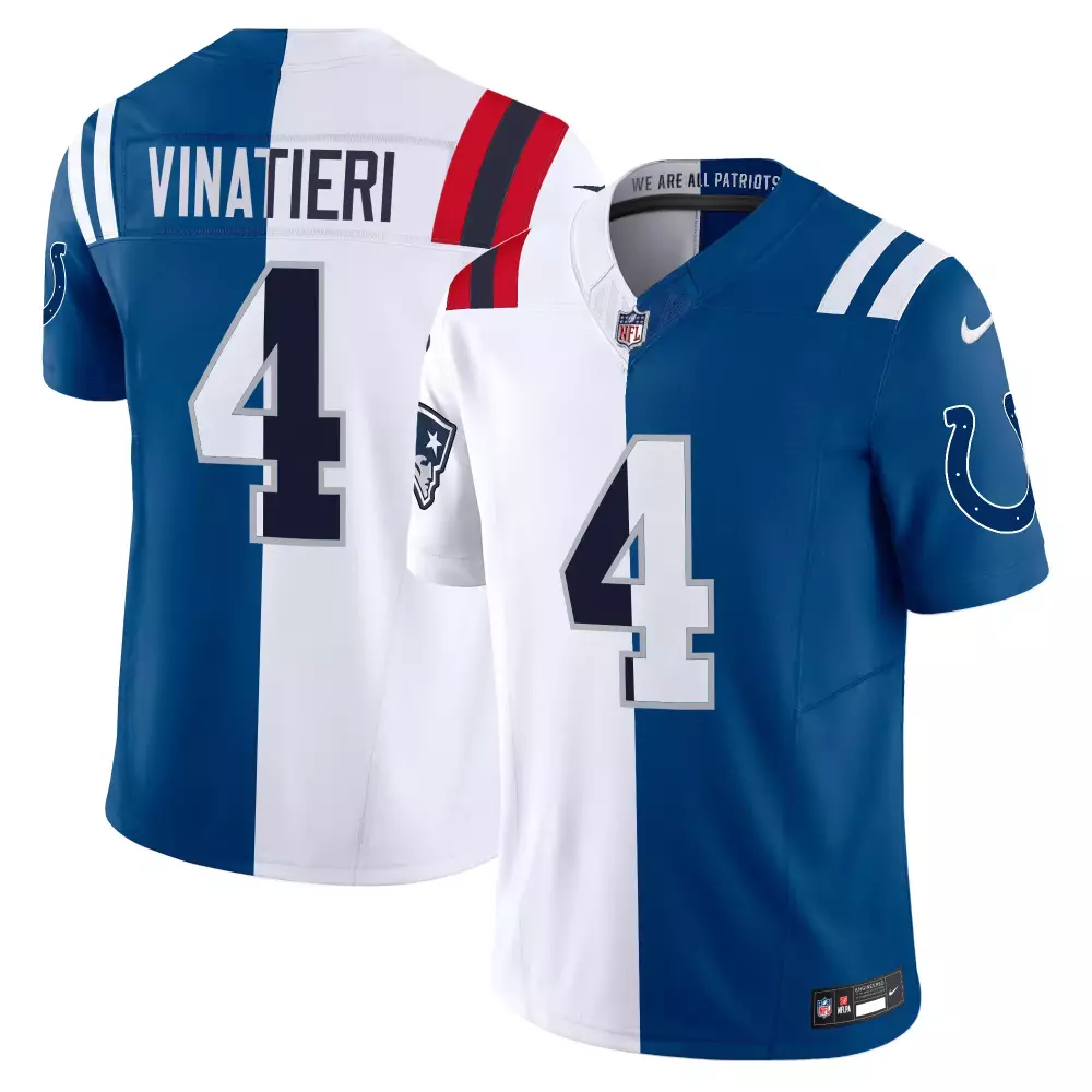 Vinatieri 4 Men's Navy Stitched Jersey | 2024 Colts Patriots Edition with Name Patch for Fans | For Men, Women & Youth