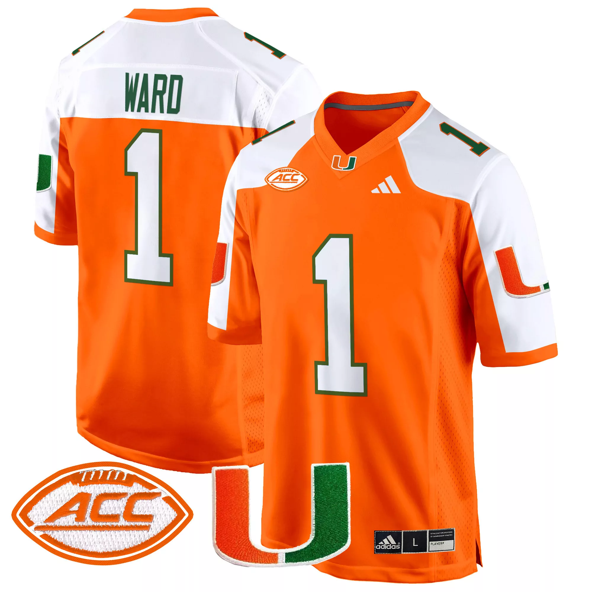 Ward 1 Men'S Stitched Jersey Miami Hurricanes Black 2023 Name Patch