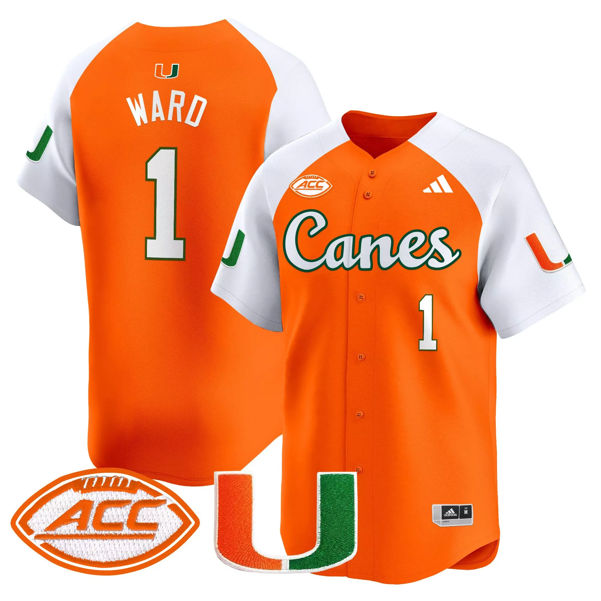 Ward 1 Men'S Stitched Jersey Miami Hurricanes Black 2023 Name Patch
