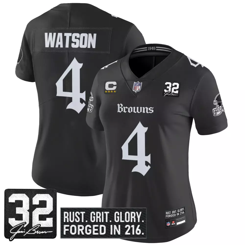 Watson 4 Cleveland Browns 2023 Brown Stitched Jersey | Name Patch Style for Women | For Men, Women & Youth