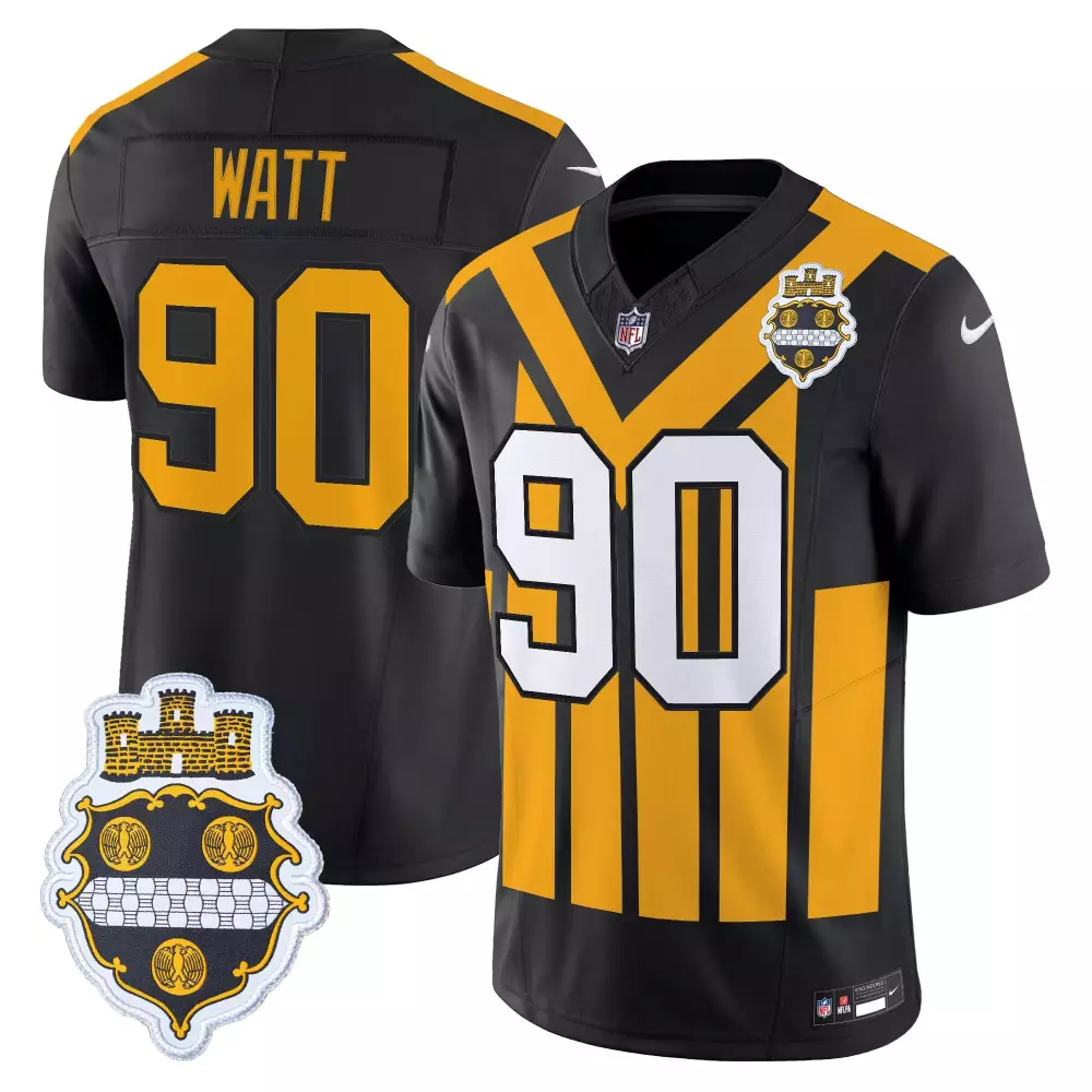 Watt 90 Men's Pittsburgh Steelers Black Stitched Jersey | With Name Patch 2021 for Men, Women & Youth
