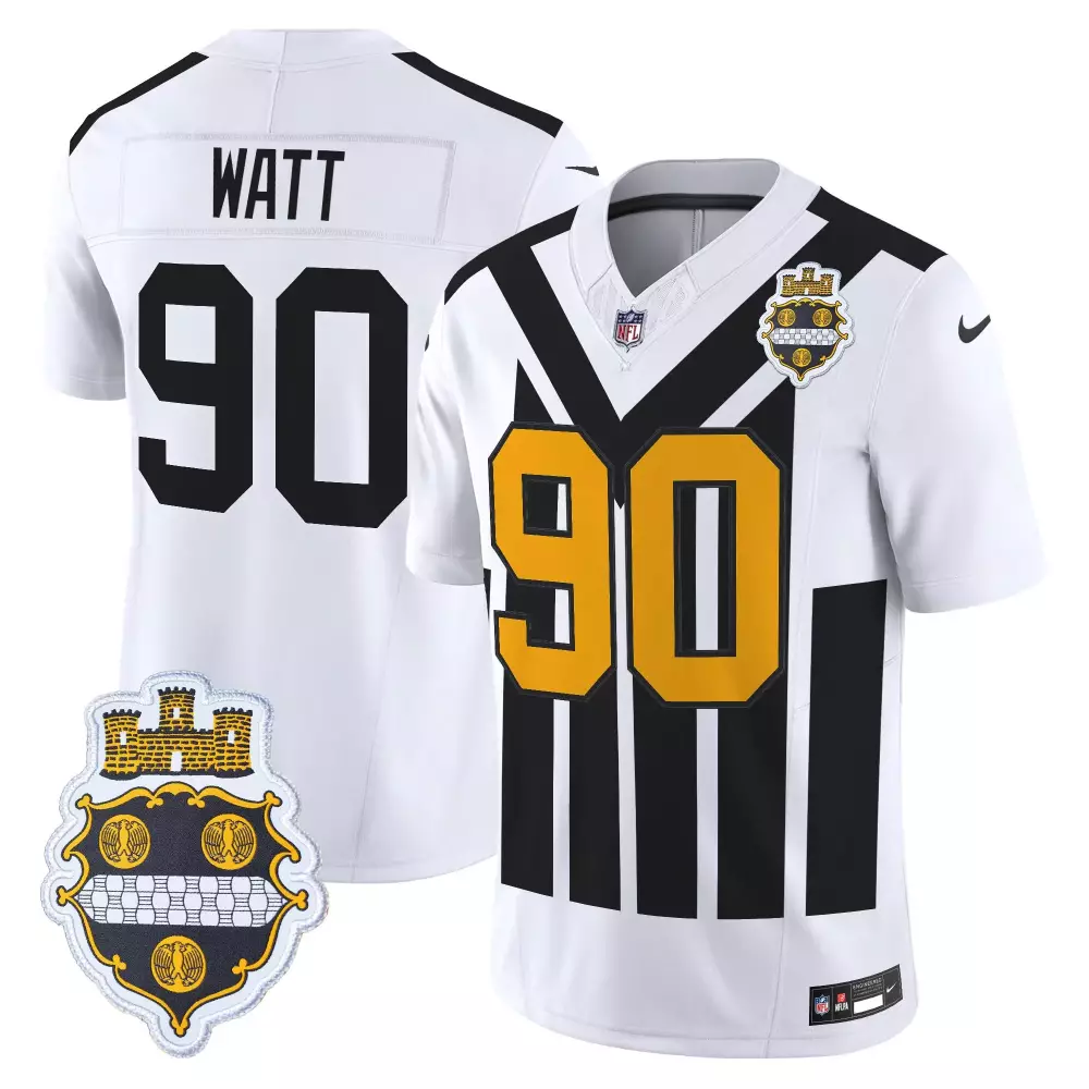 Watt 90 Men's Pittsburgh Steelers White Stitched Jersey | Name Patch 2023 Super Bowl IX for Men, Women & Youth