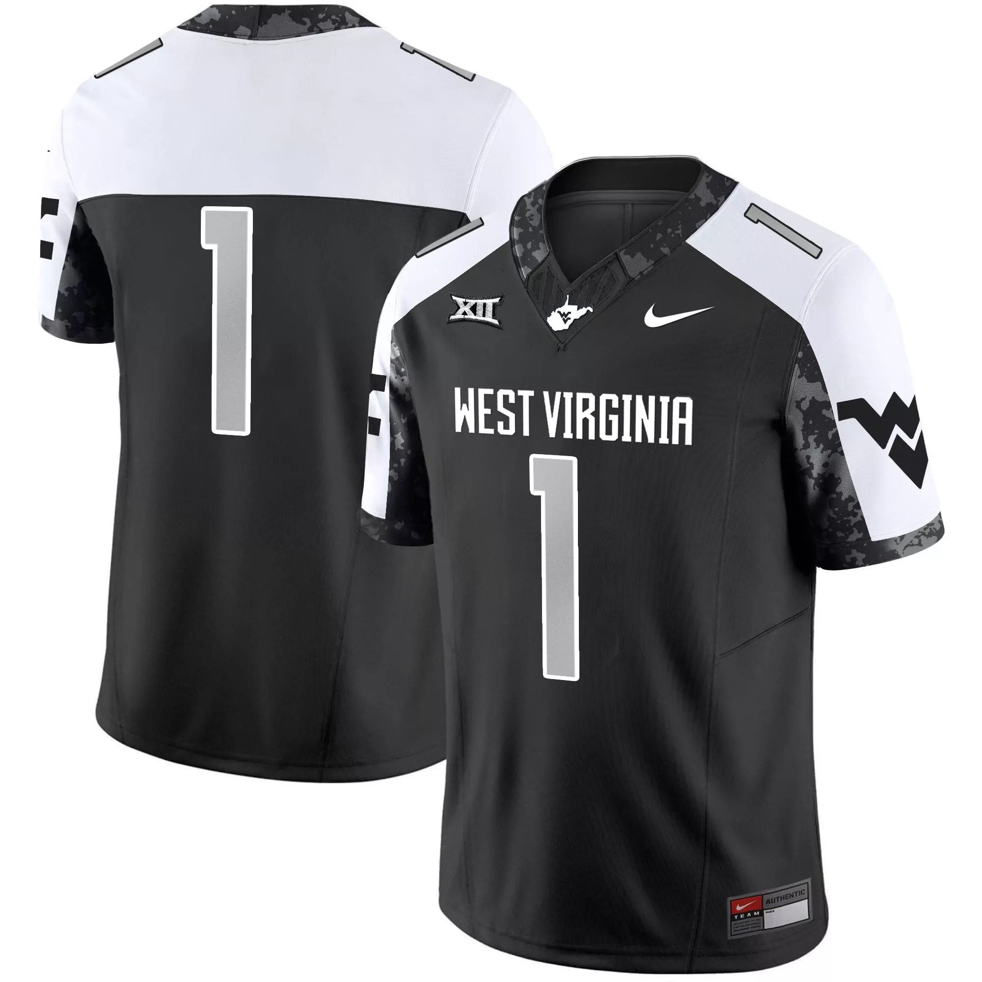 west virginia mountaineers 1 all stitched vapor jersey 2023 men s yellow blue lightning design