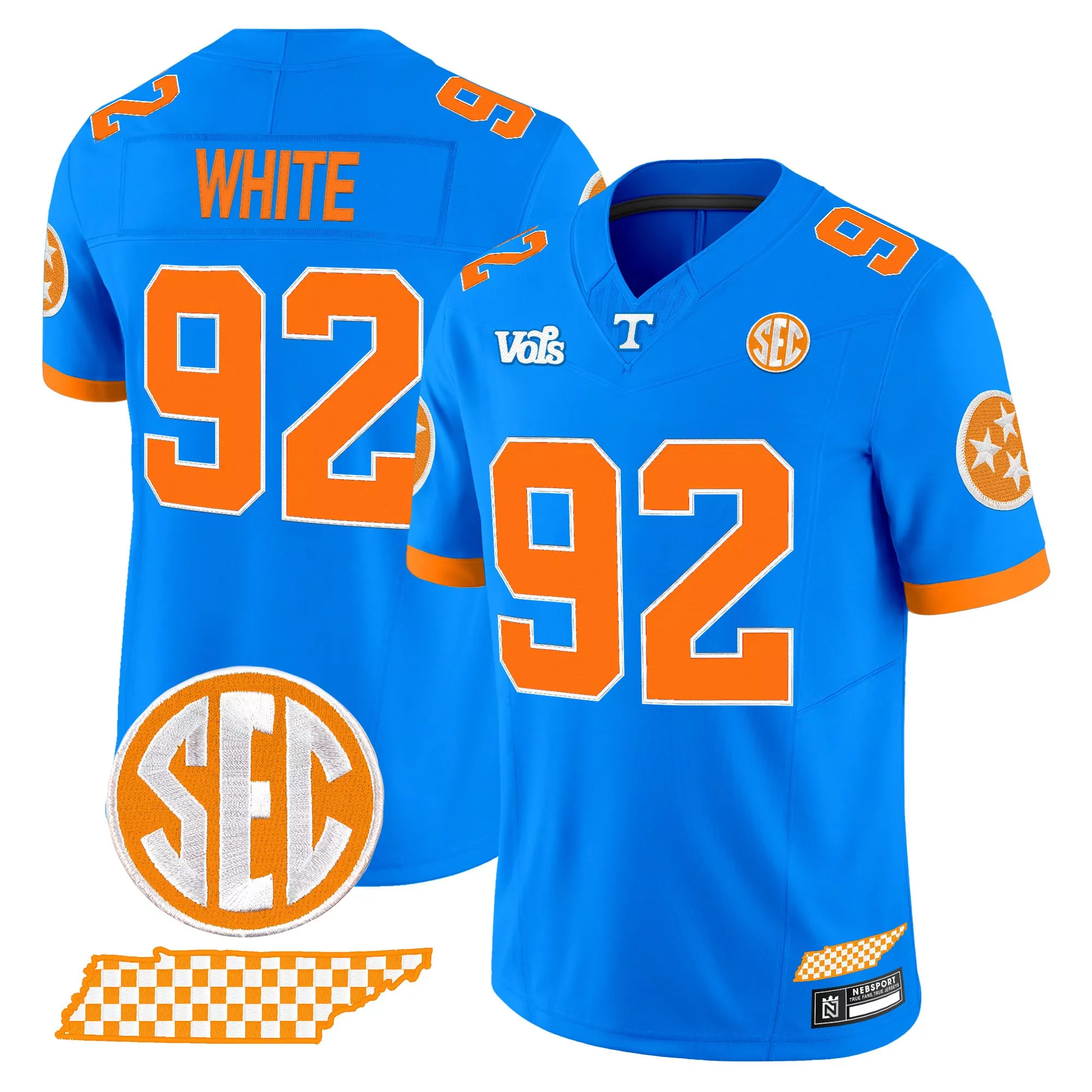 white 92 men s vapor stitched jersey tennessee volunteers orange 2025 edition