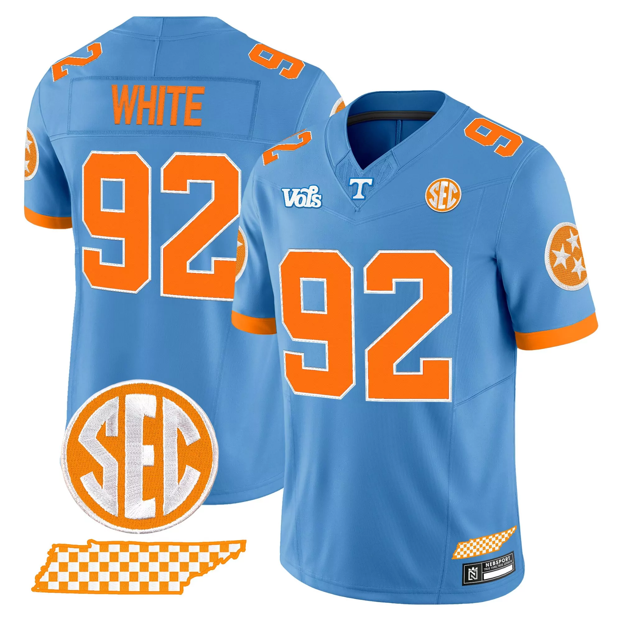 white 92 men s vapor stitched jersey tennessee volunteers orange 2025 edition