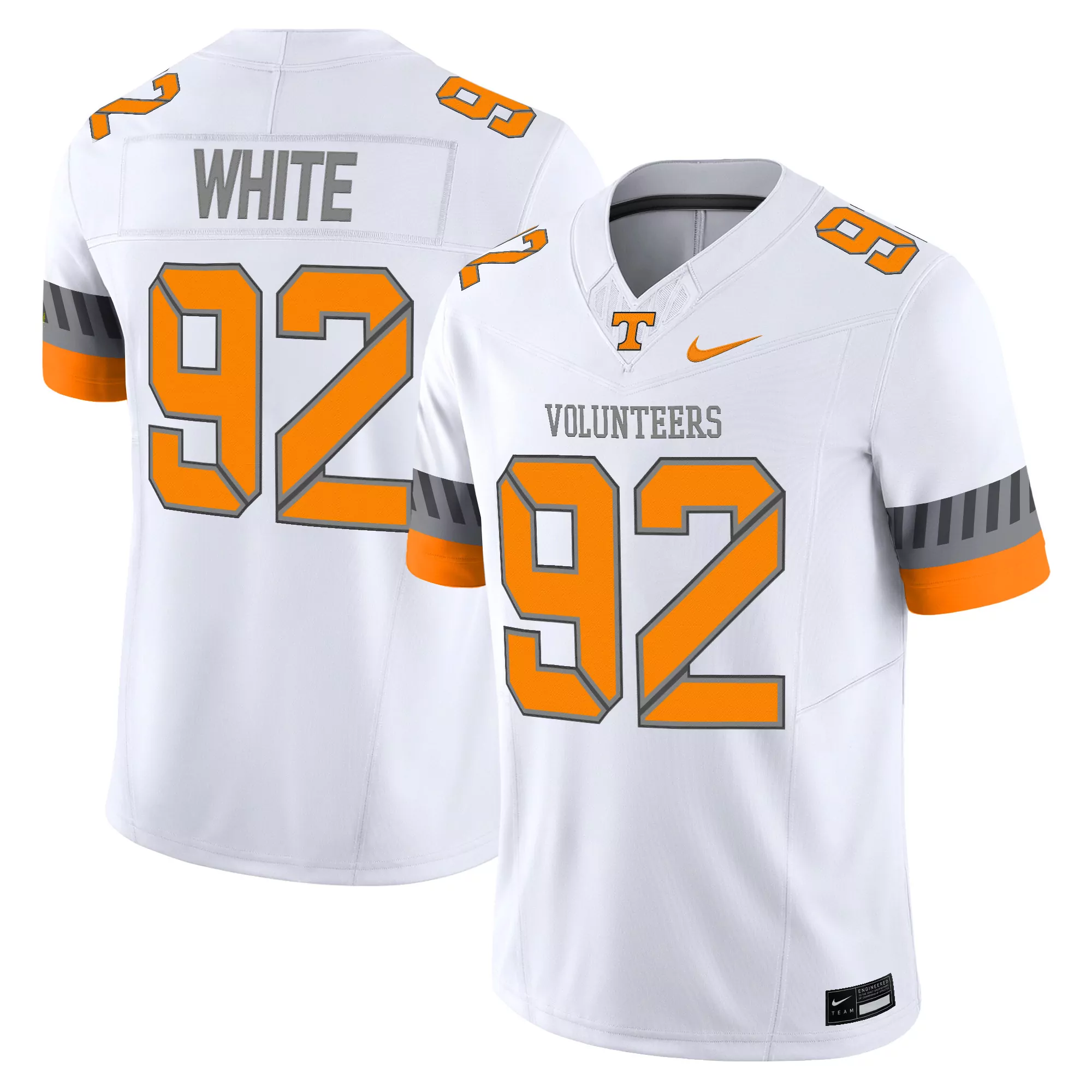 white 92 men s vapor stitched jersey tennessee volunteers orange 2025 edition
