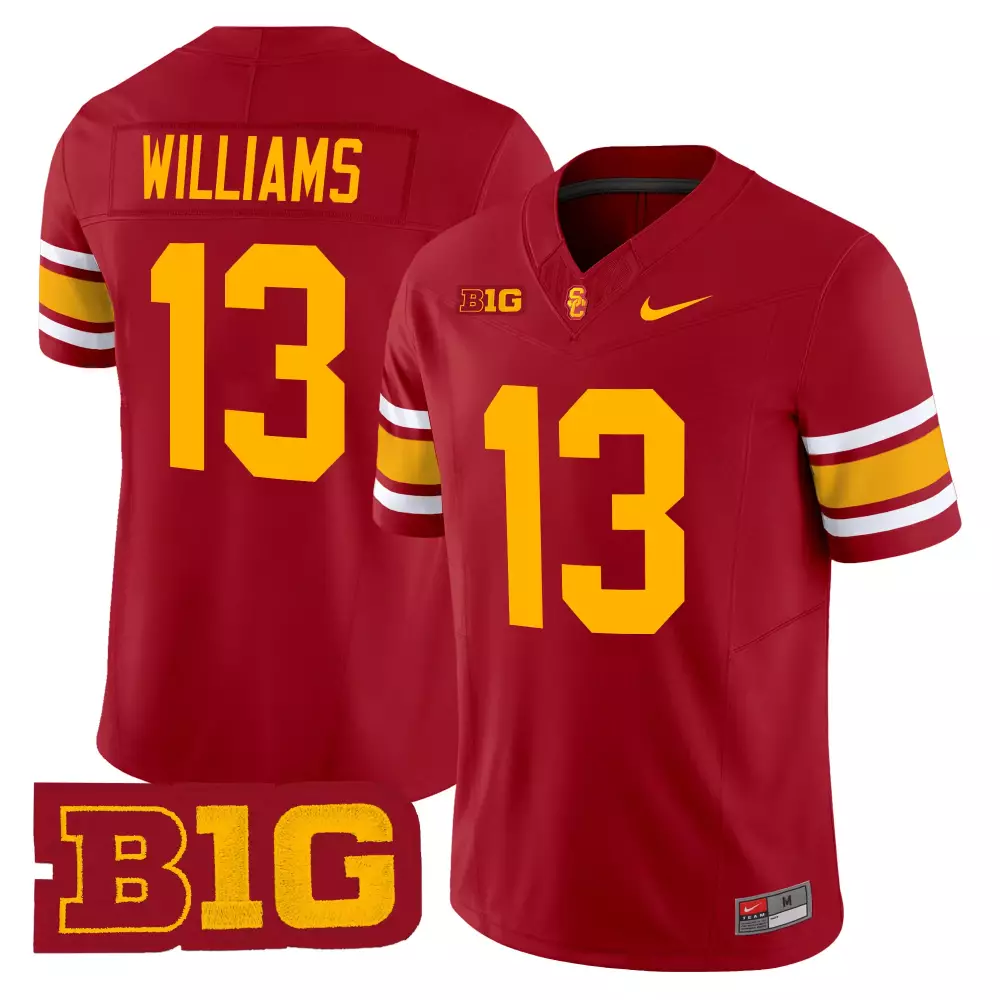 Williams 13 Men'S Black Usc Trojans Stitched Jersey With B1G Patch 2025