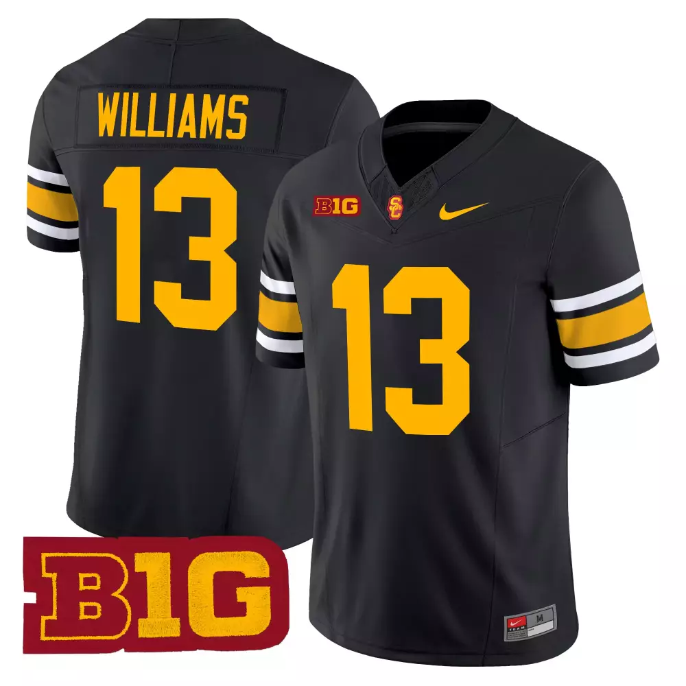 Williams 13 Men'S Black Usc Trojans Stitched Jersey With B1G Patch 2025