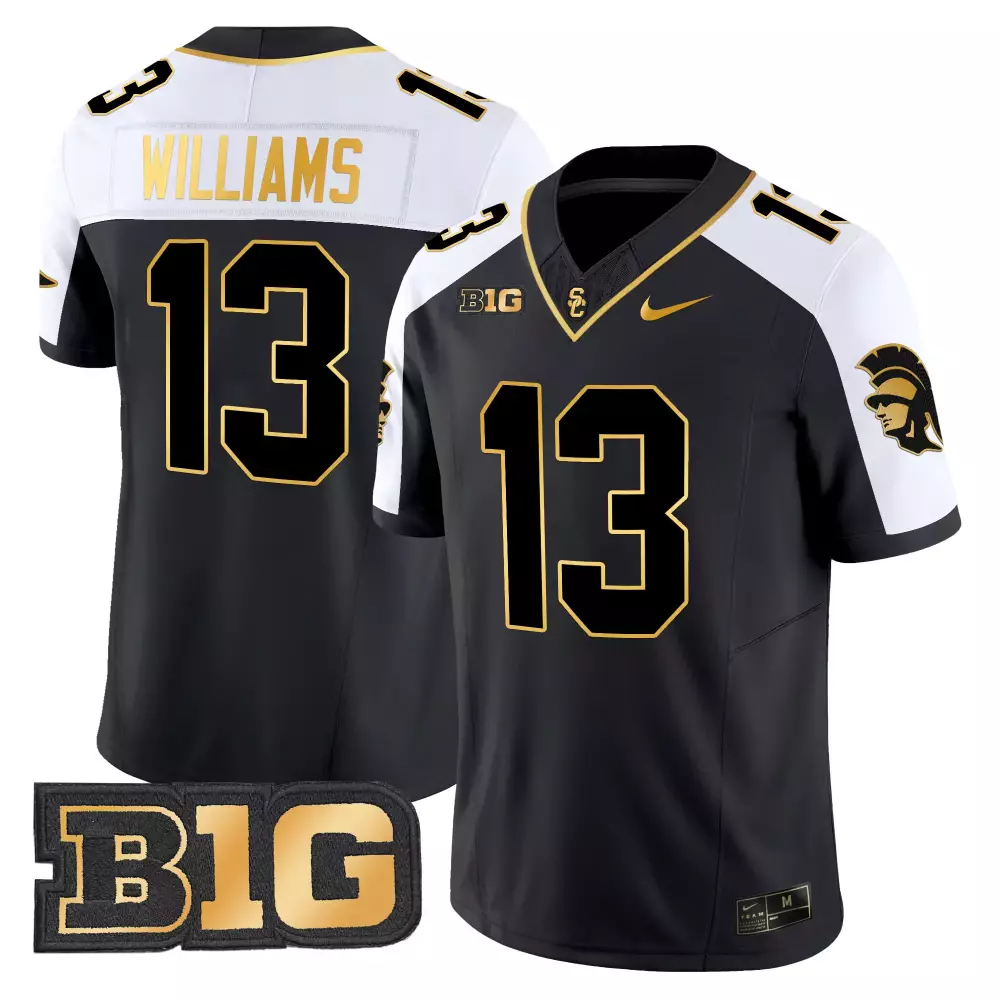 Williams 13 Usc Trojans Men'S Black Stitched Jersey With B1G Patch 2025