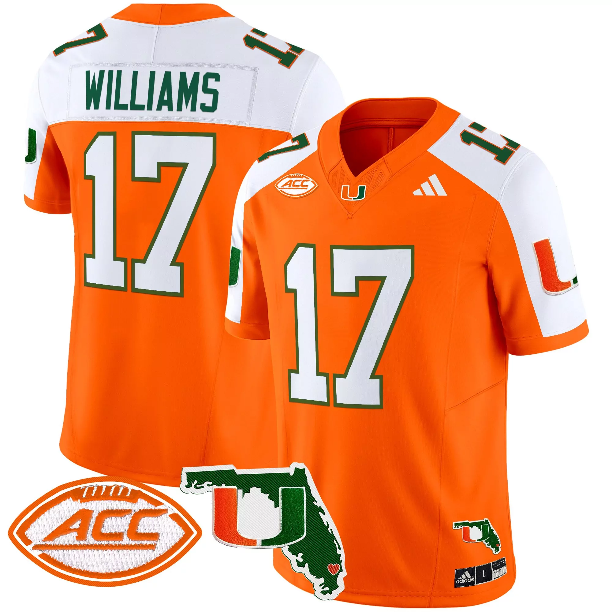 Williams 17 Men'S Stitched Vapor Jersey Miami Hurricanes Green 2025 Acc Patch