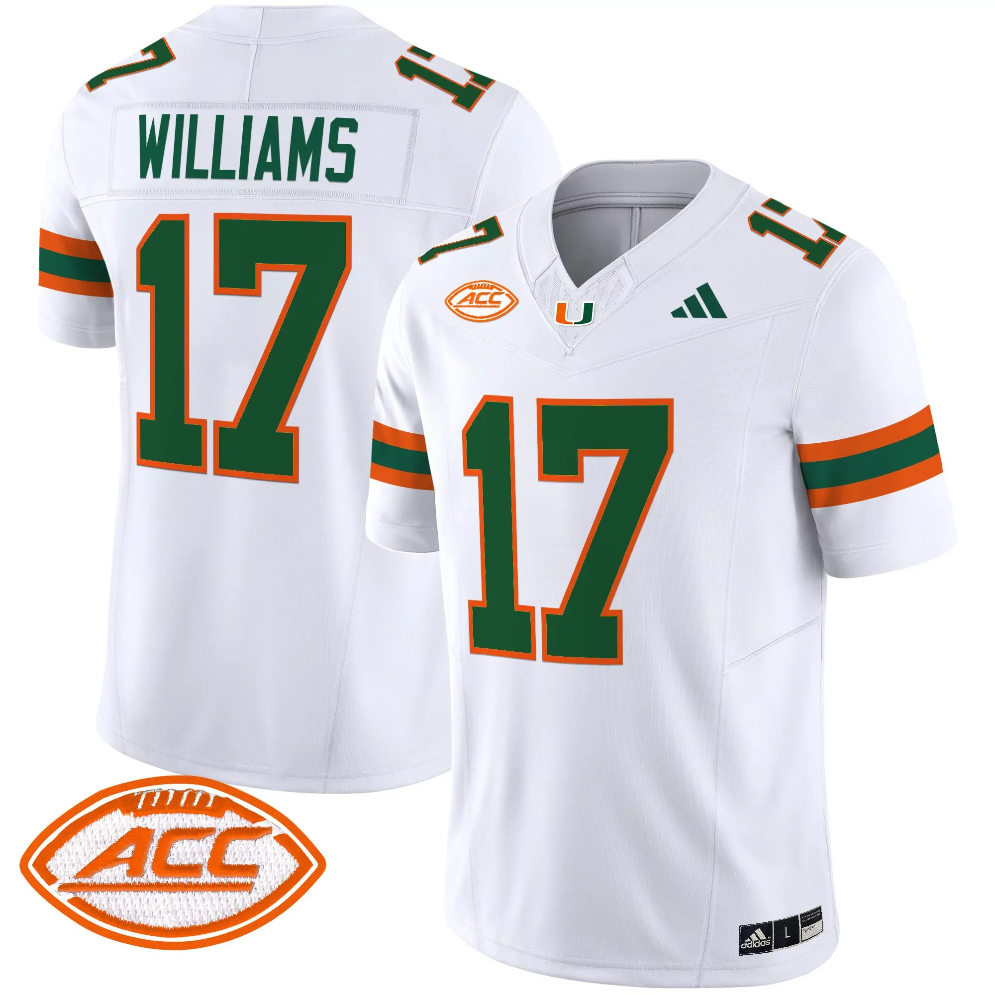 Williams 17 Men'S Stitched Vapor Jersey Miami Hurricanes Green 2025 Acc Patch