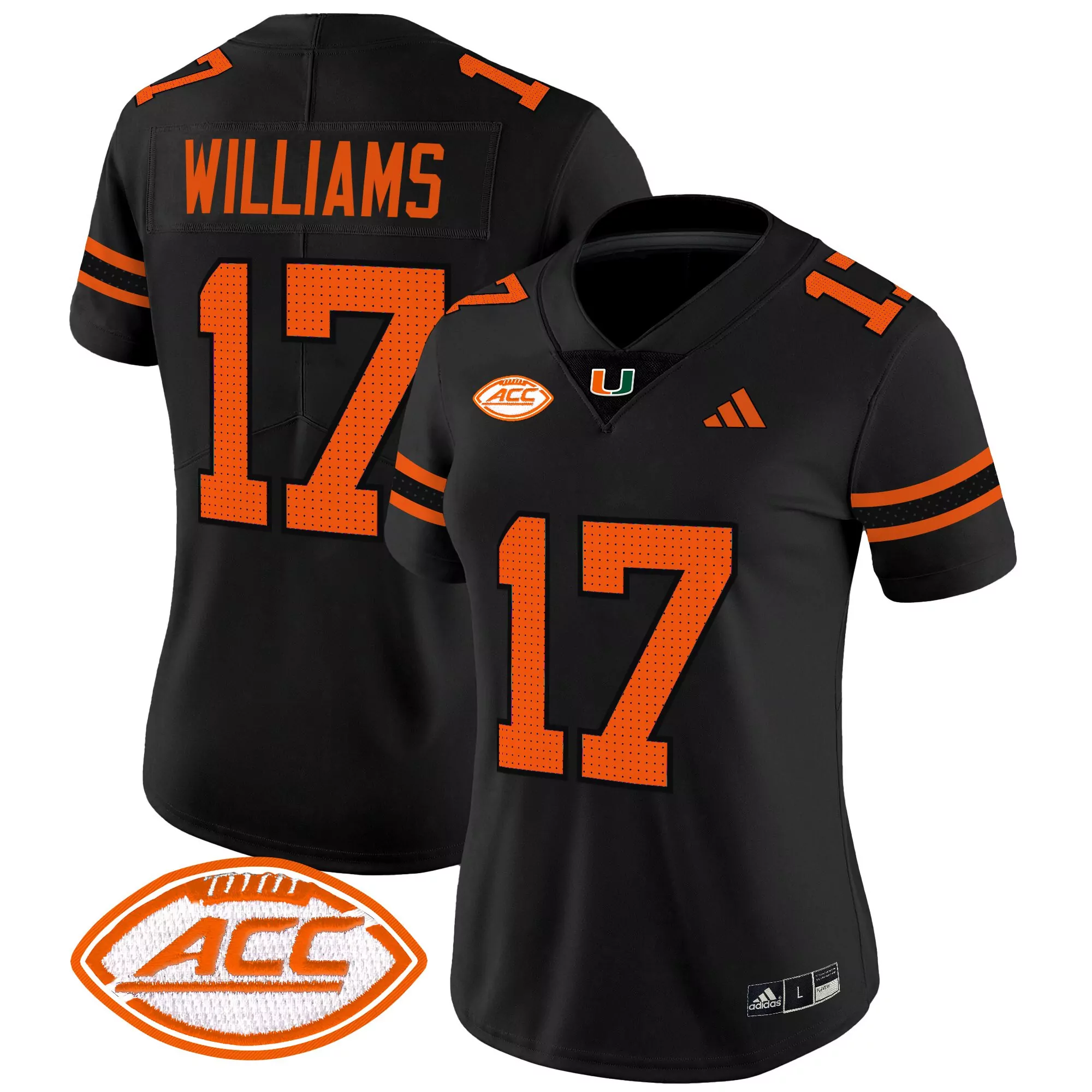 williams 17 women s orange miami hurricanes vapor stitched jersey with acc patch 2025