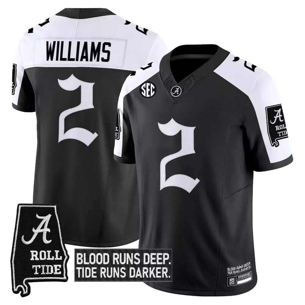 Williams 2 Alabama Crimson Tide 2023 Red Stitched Jersey | SEC Name Patch | Fan Gear for Men, Women & Youth