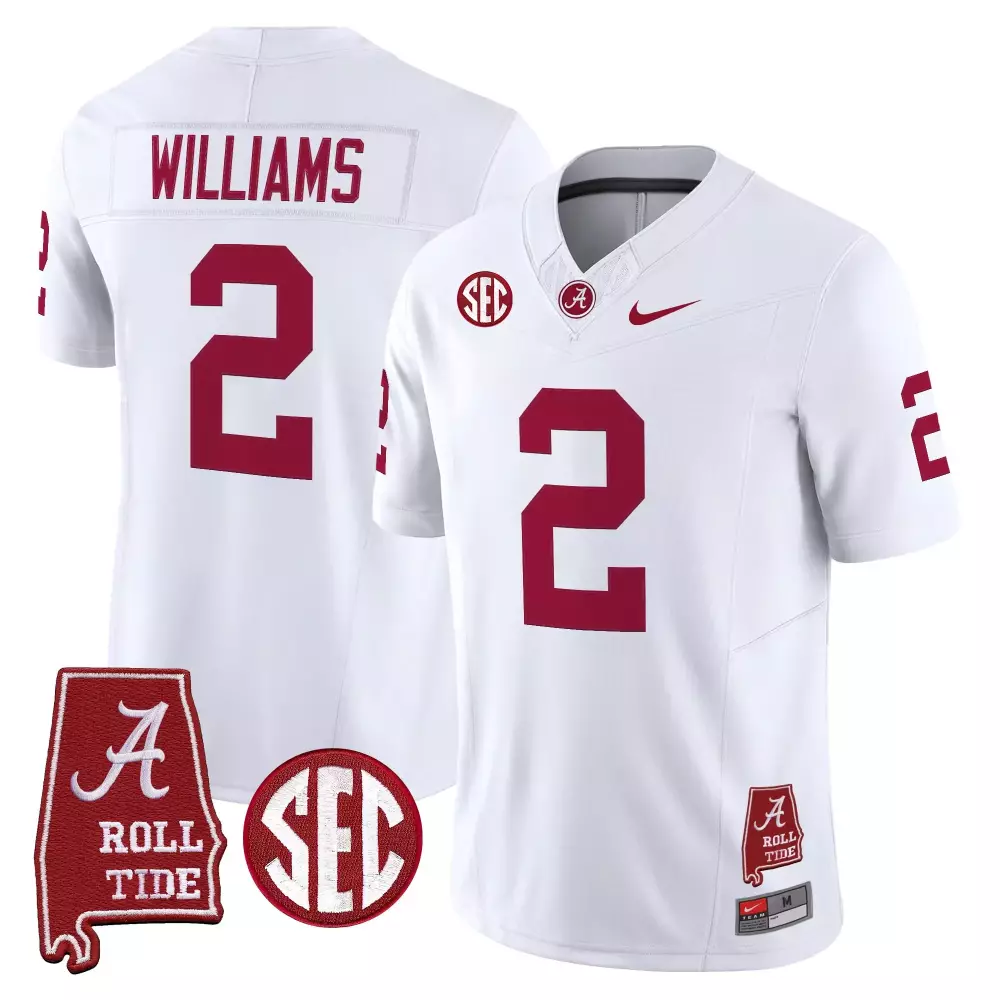 Williams 2 Alabama Crimson Tide 2025 Vapor Limited Jersey | Black Embroidered Patches | Fan Gear for Men, Women & Youth