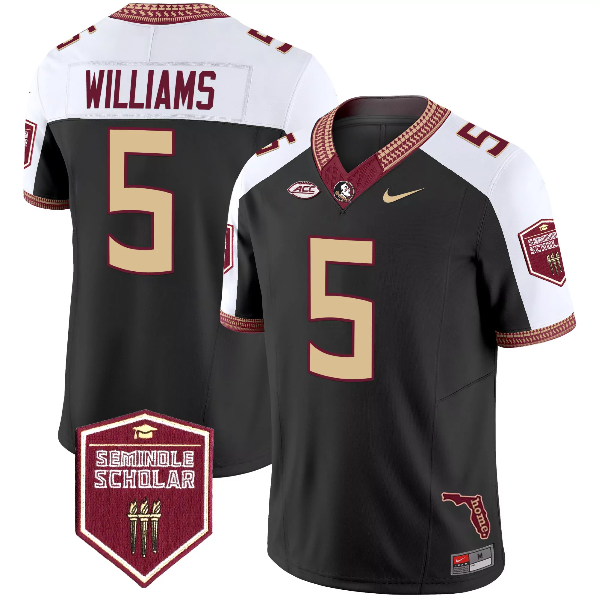 williams 5 men s vapor premier limited jersey florida state seminoles beige acc patch 2025