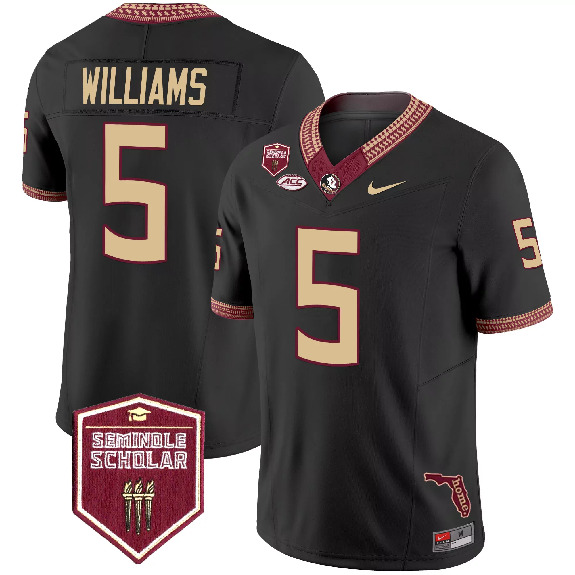 williams 5 men s vapor premier limited jersey florida state seminoles beige acc patch 2025