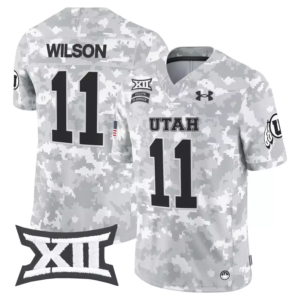 Wilson 11 Utah Utes 2024 Youth Arctic Camo Stitched Jersey Name Patch