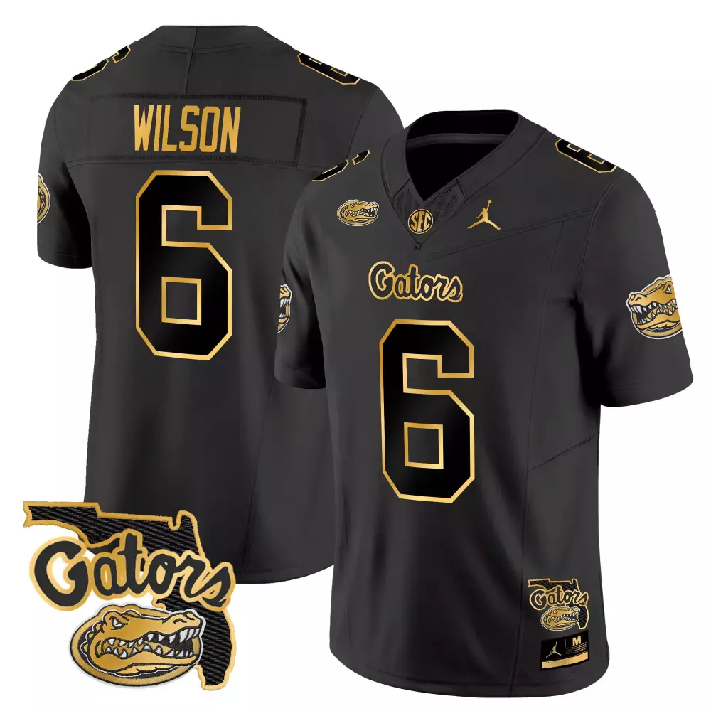 Wilson 6 Men'S Stitched Jersey Black Florida Gators 2025 Name Patch