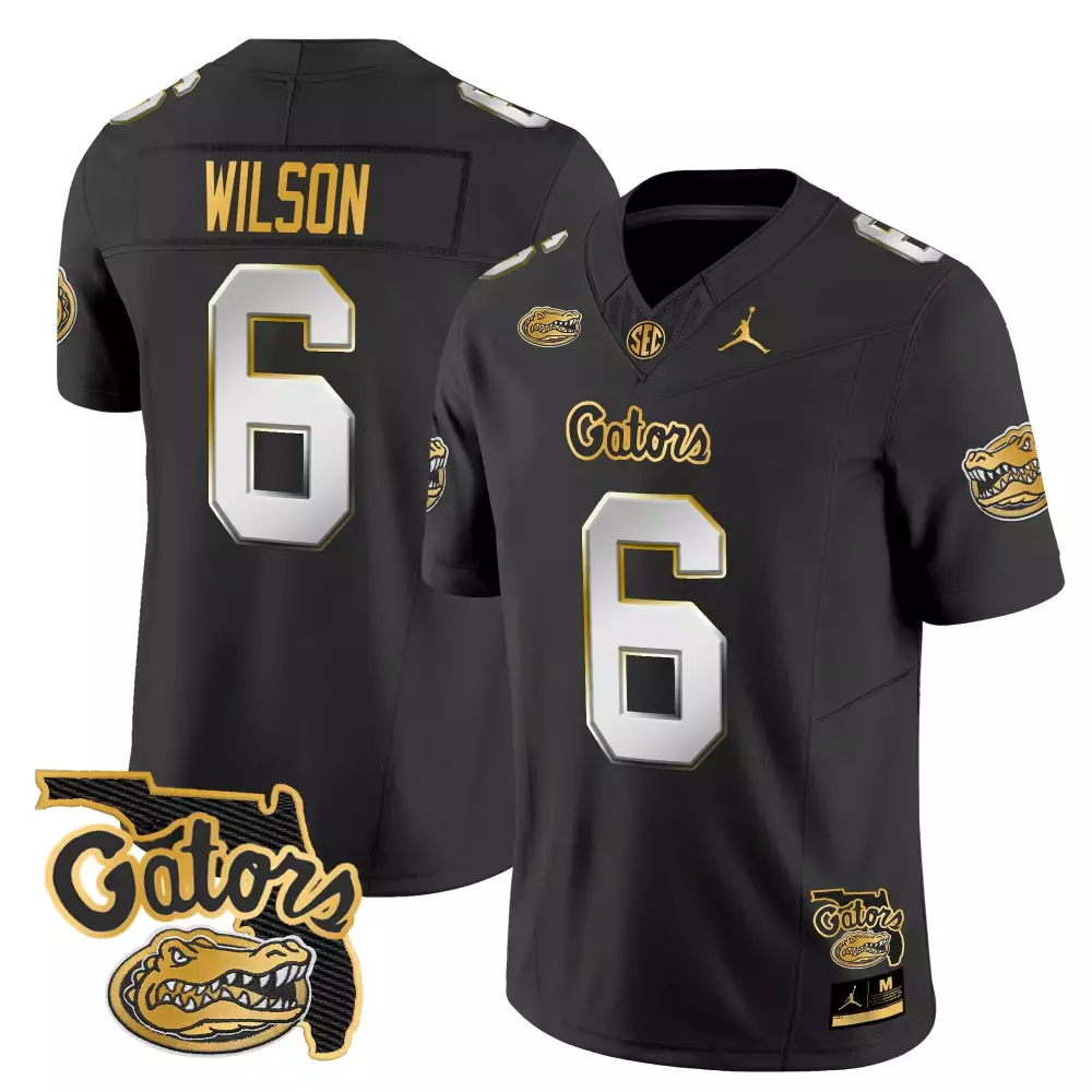 Wilson 6 Men'S Stitched Jersey Black Florida Gators 2025 Name Patch