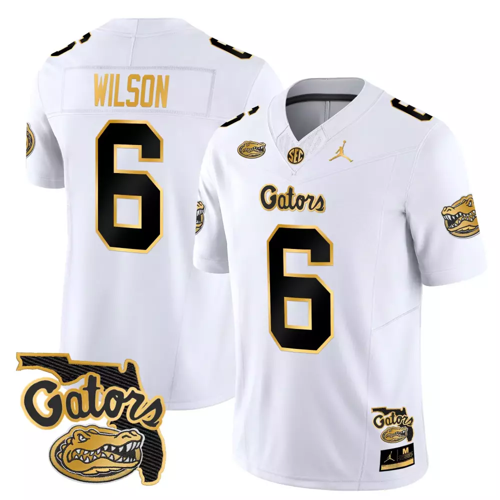 Wilson 6 Men'S Stitched Vapor Jersey Florida Gators White With Name Patch 2025