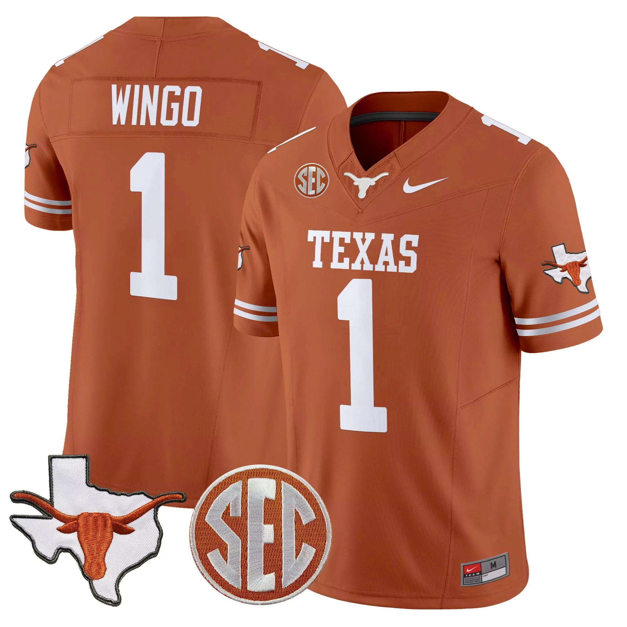Wingo 1 Women'S Texas Longhorns Orange Stitched Jersey With Name Patch 2025