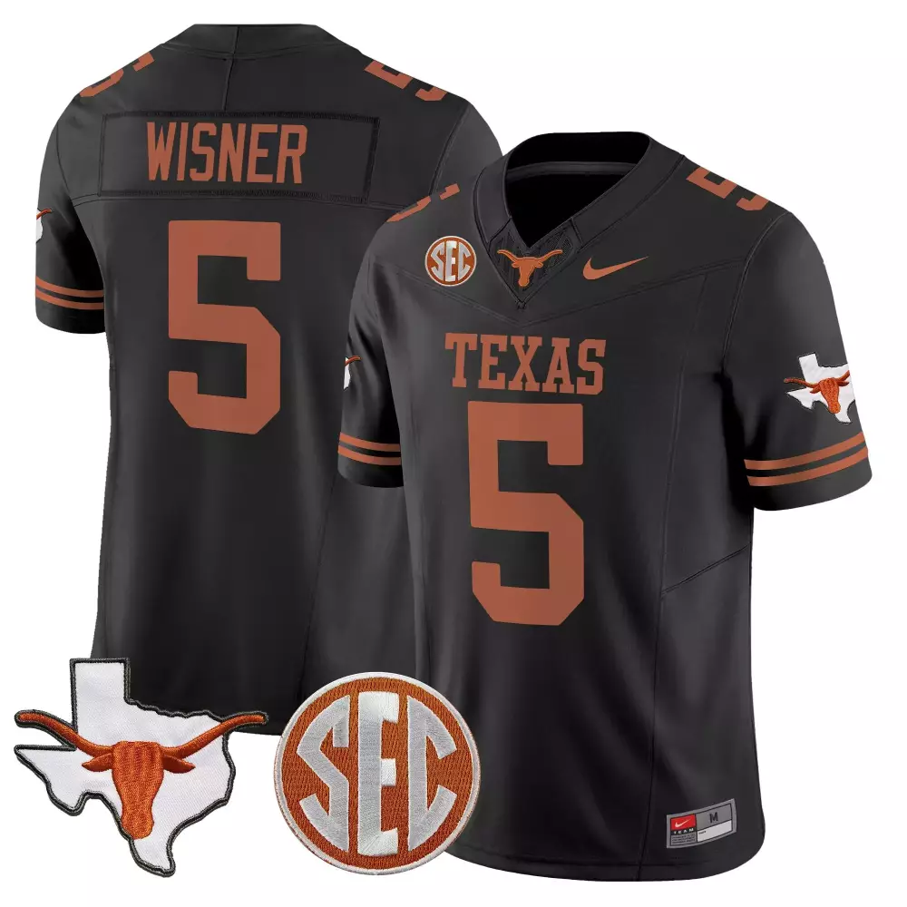 Wisner 5 Texas Longhorns 2025 Orange Vapor Jersey | SEC Texas Patch | Limited Edition Fan Gear | For Men, Women & Youth