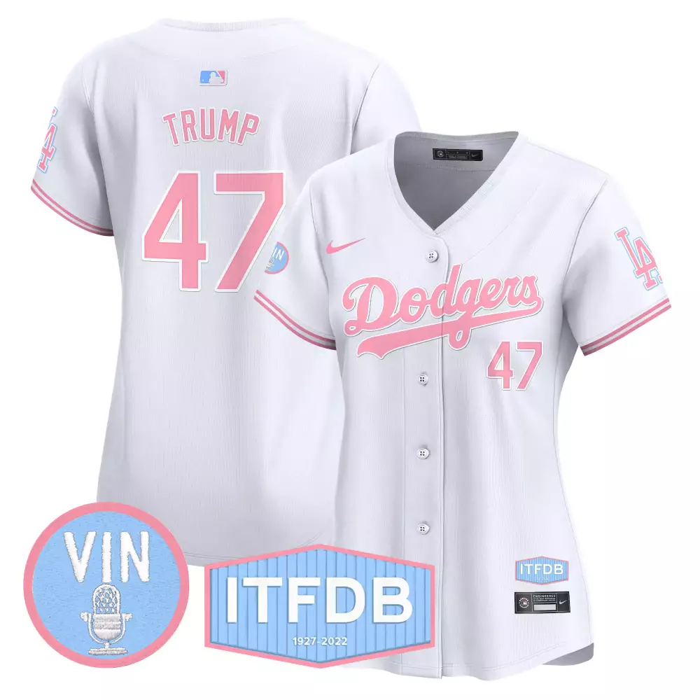 Women Dodgers Vin California Patch Jersey | Limited Edition Stitched Fan Gear | For Women, Men & Youth