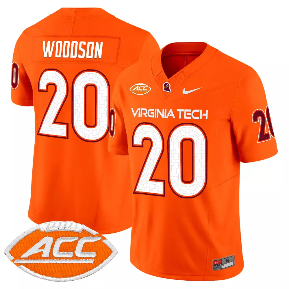 woodson 20 men s virginia tech hokies orange vapor limited jersey acc patch 2025