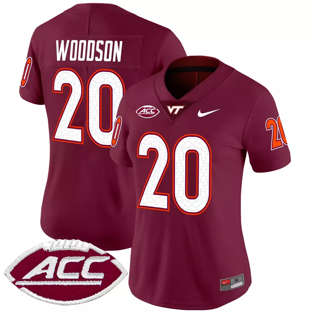 woodson 20 women s virginia tech hokies maroon vapor stitched jersey with acc patch 2025