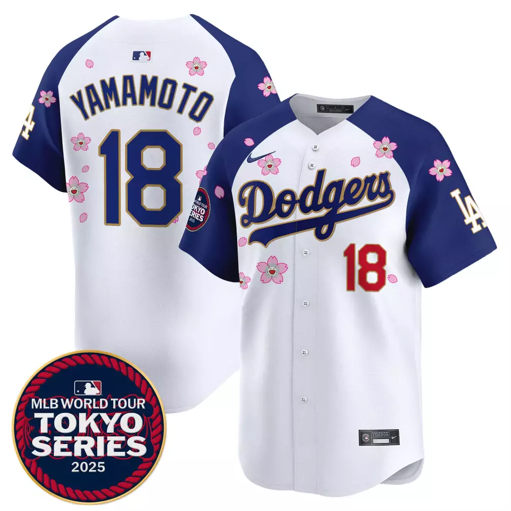 Yamamoto 18 Dodgers 2025 Stitched Jersey Men'S White Navy Tokyo Series