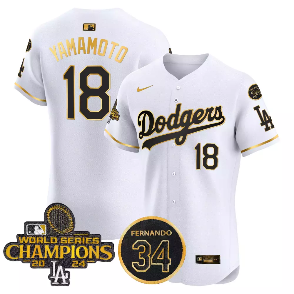 Yamamoto 18 Dodgers 2024 World Series Champions White Stitched Jersey | For Men, Women & Youth