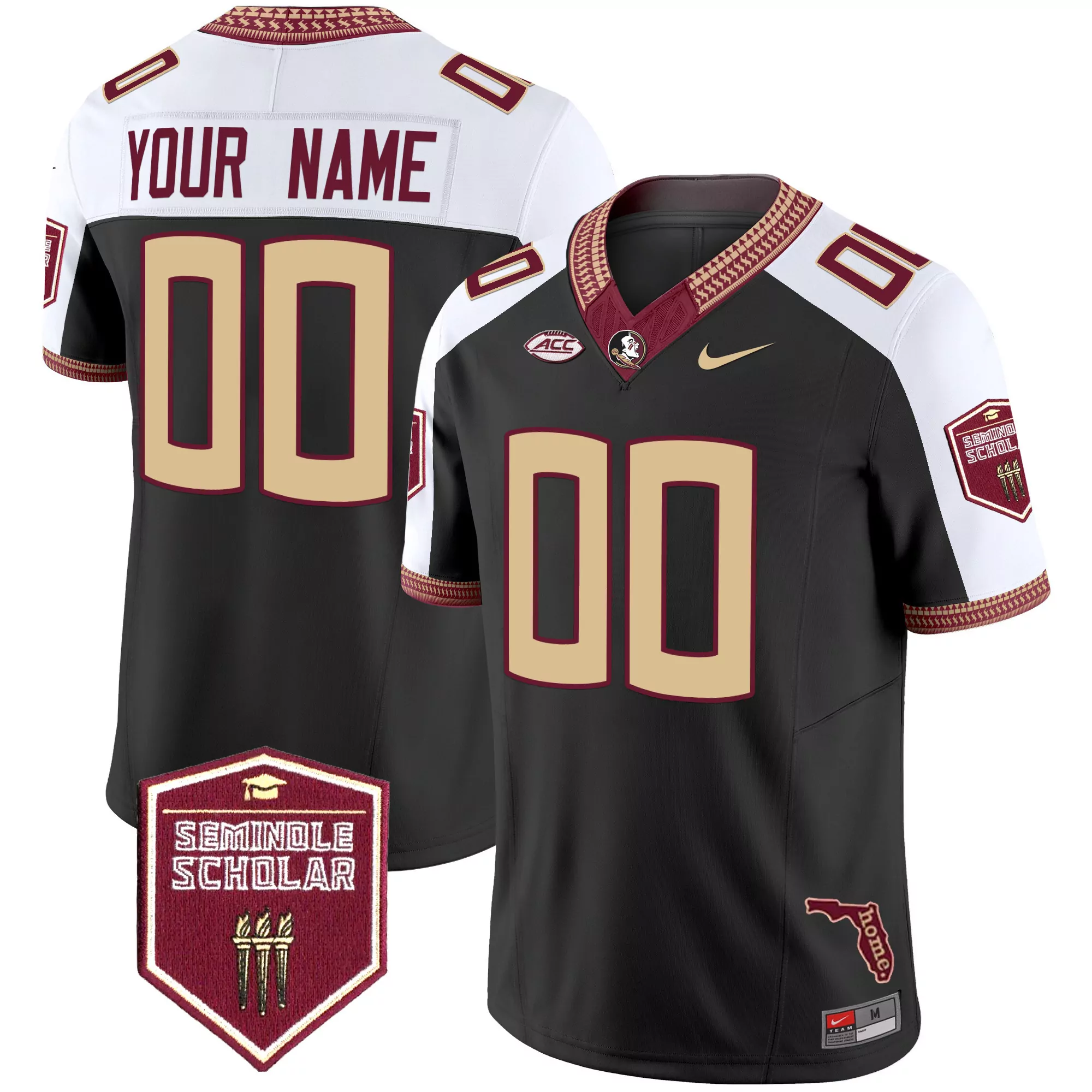 your name 00 florida state seminoles 2025 women s vapor jersey stitched seminole scholar patch aqua