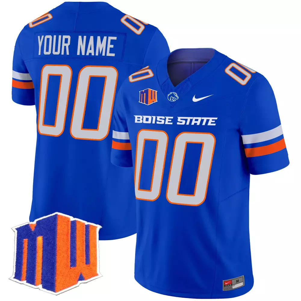 Your Name 00 Men'S Boise State Broncos 2024 Blue Stitched Jersey With Mw Patch