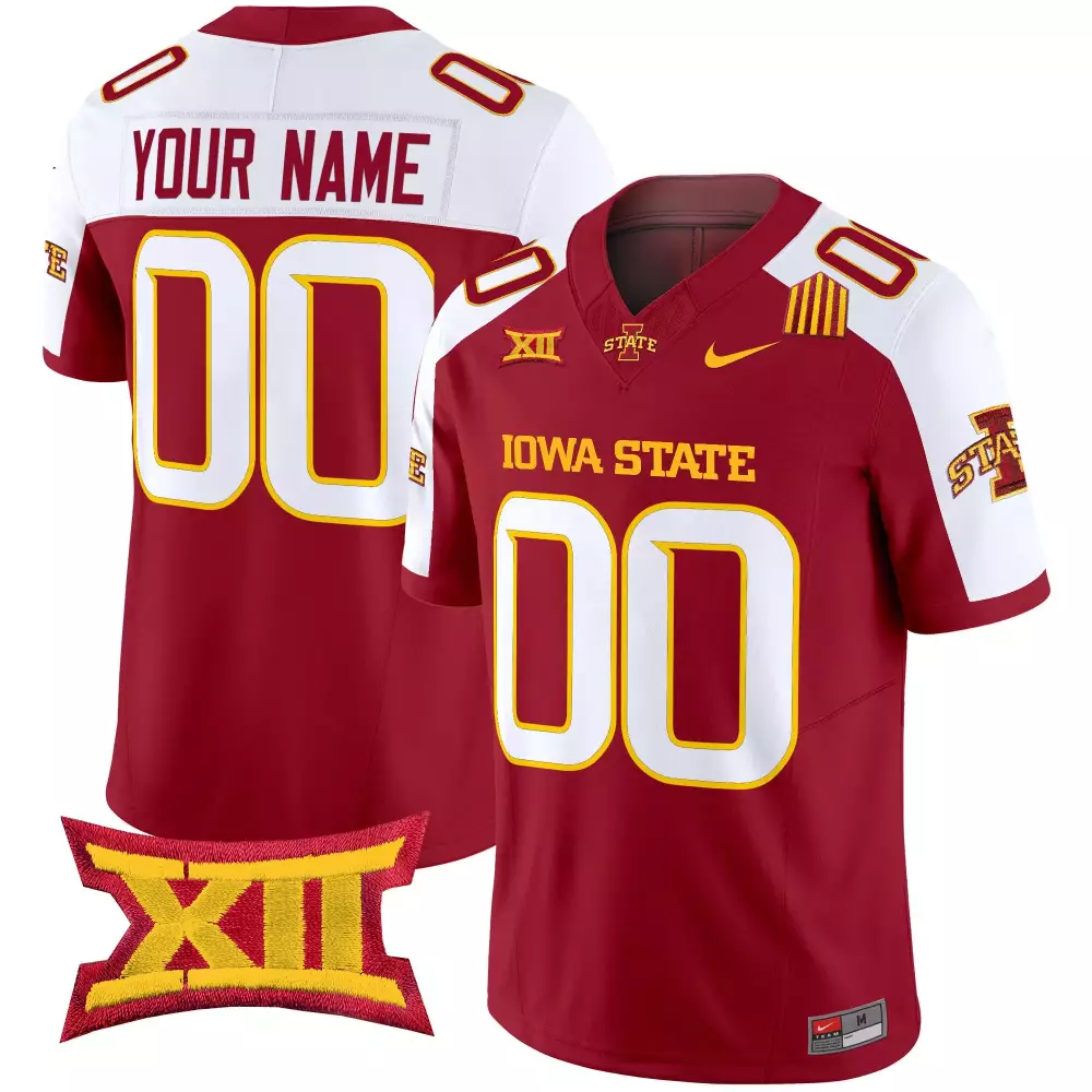 Your Name 00 Men'S Iowa State Cyclones Red All Stitched Jersey With Xii Name Patch 2025