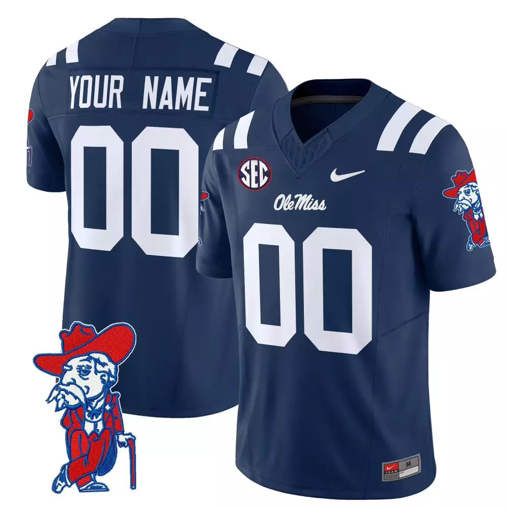 your name 00 men s vapor stitched jersey white ole miss rebels 2024 gator bowl patch